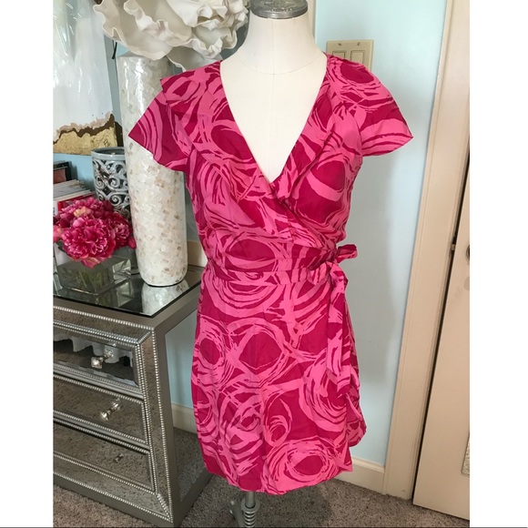 pink silk wrap dress